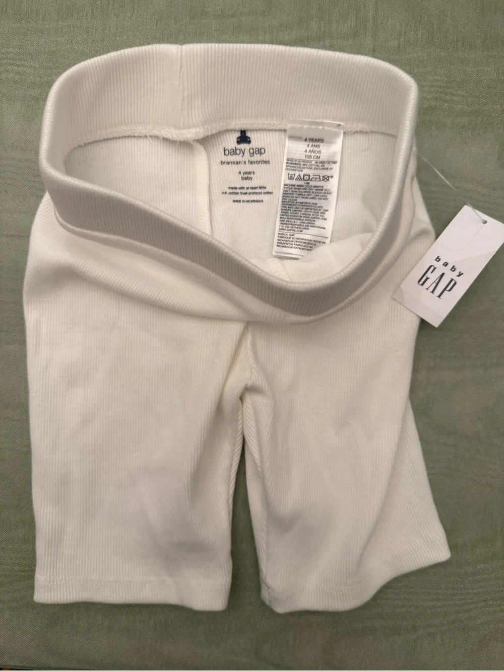 GAP Cream Ribbed Baby Leggings